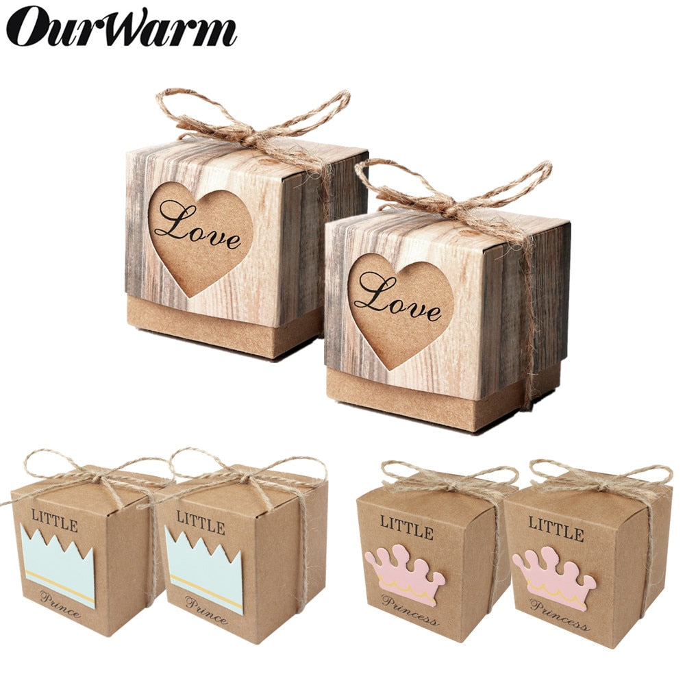 10pcs Kraft Paper Candy Gift Box Heart Crown Bag Gifts