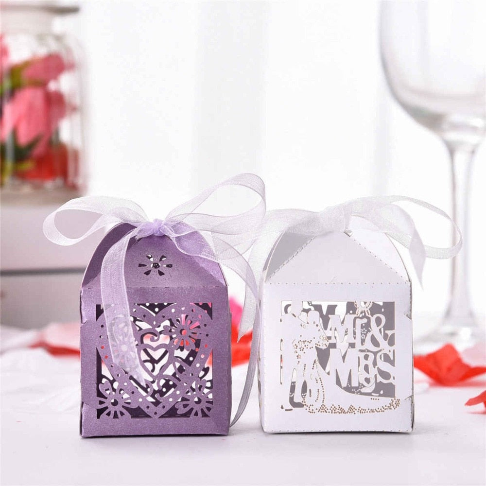 50pcs Wedding Favors Laser Cut Gift Boxes