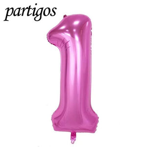 40inch Number 1 Foil balloons Baby Shower Gold Silver Pink