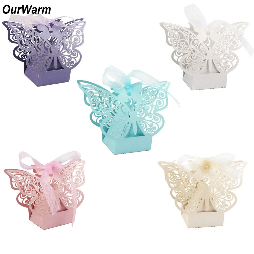 10Pcs Colored Wedding Favors Paper Candy Bags Box