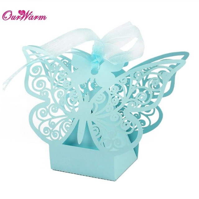 10Pcs Colored Wedding Favors Paper Candy Bags Box