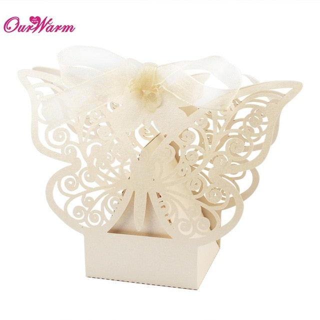 10Pcs Colored Wedding Favors Paper Candy Bags Box
