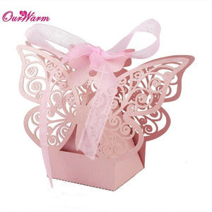 10Pcs Colored Wedding Favors Paper Candy Bags Box