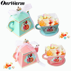 10Pcs Wedding Paper Candy Gift Box -Teapot Candy Bag Gifts