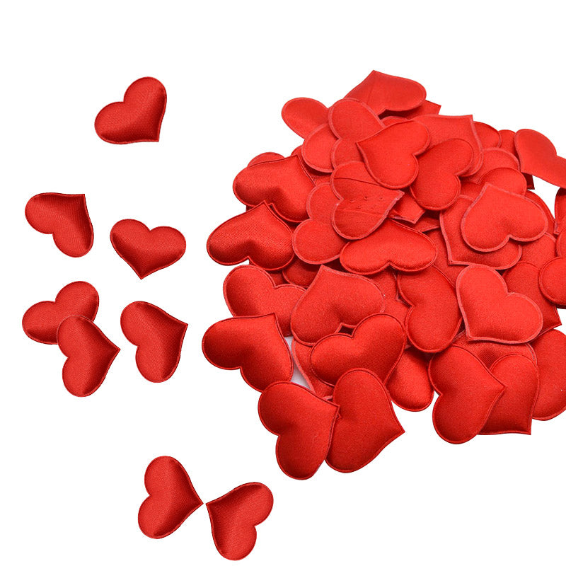 100Pcs 35mm Romantic Sponge Satin Fabric Heart Petals
