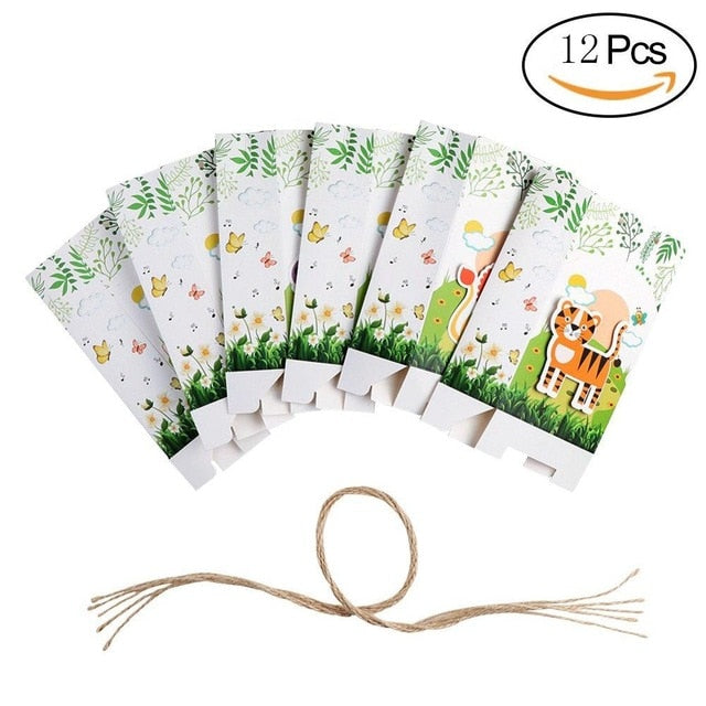12Pcs Animals Party Paper Candy Gift Box Gifts For Guests Kids Jungle Party