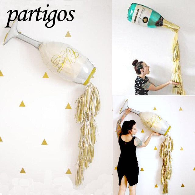 Large Size Champagne Wine Bottle Cup Foil Balloon