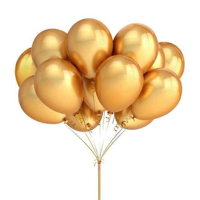 30pcs/lot 10inch Pearl Gold Silver Black Latex Balloons