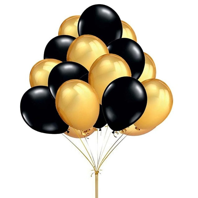 30pcs/lot 10inch Pearl Gold Silver Black Latex Balloons