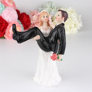 Reusable Romantic Black Groom Bride Marry Resin Figurine